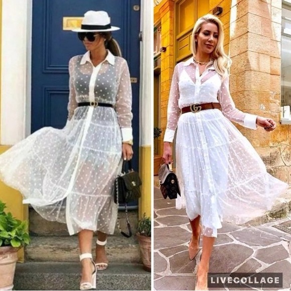 Zara White Polka Dot Maxi Dress - Picture 6 of 6